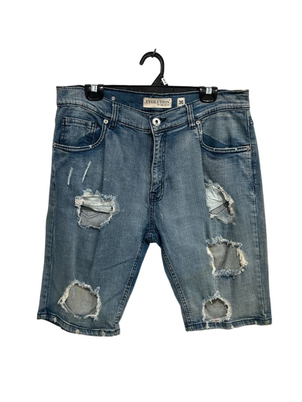 Evolution In Design 36 Mens Distressed Denim Shorts Blue Cotton Grungecore Retro